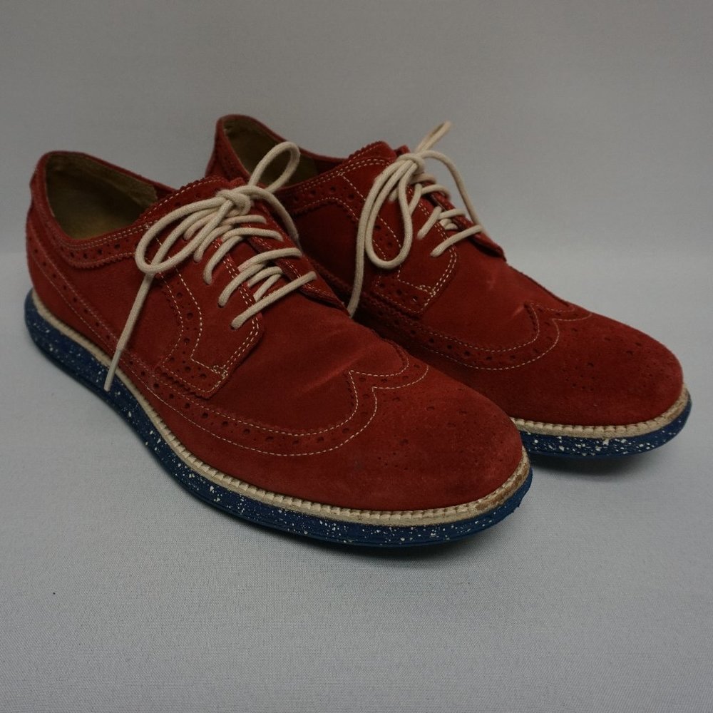 Cole Haan Red Wingtip Dress shoes Lunargrand Long Wingtip Size 10